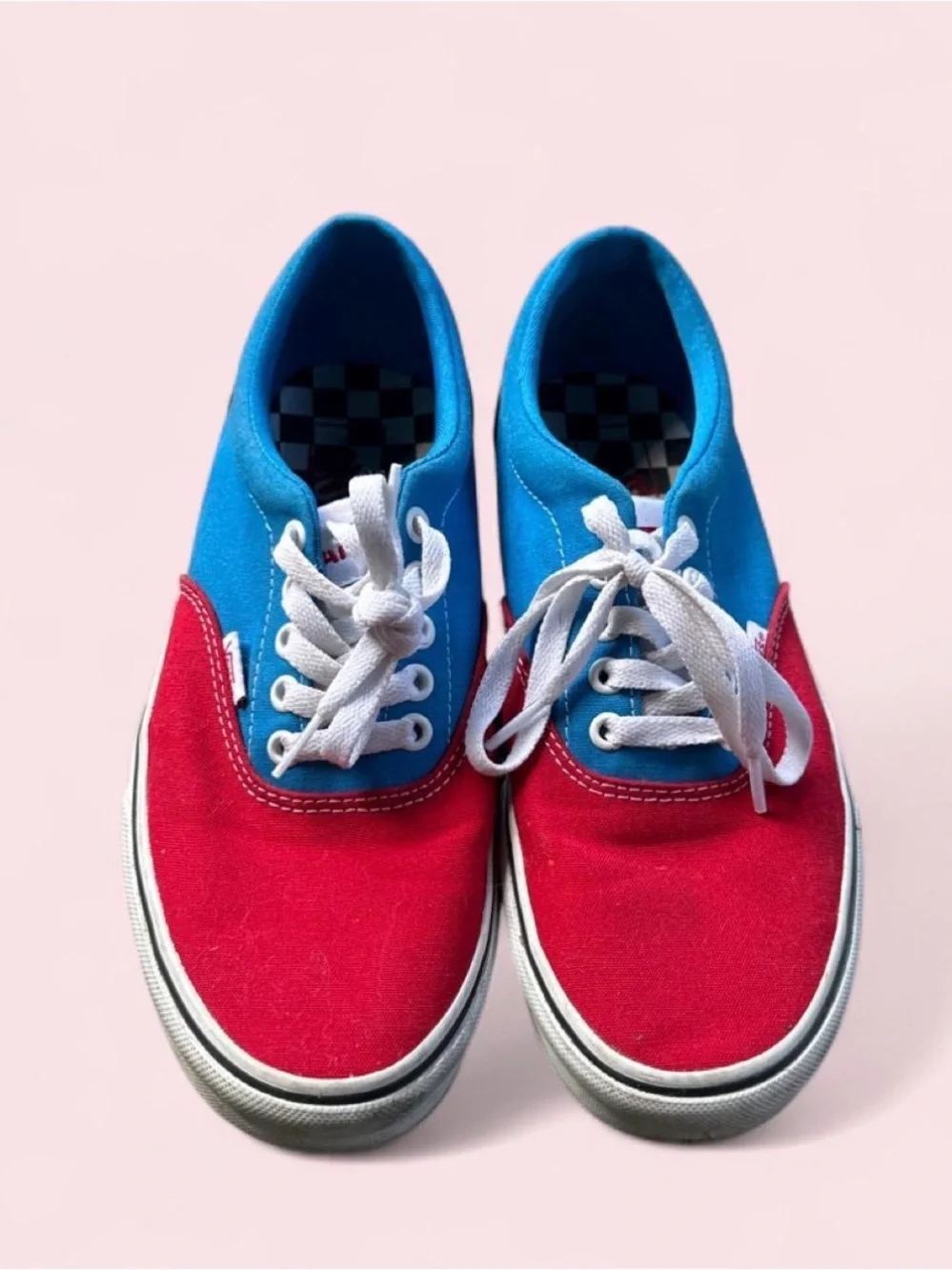 Vans Two-Tone Blue and Red Low-Top Sneakers